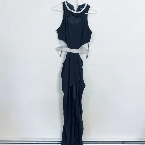 Catherine Maladrino cut-out gown with white leather waist band NWT - Picture 2 of 14